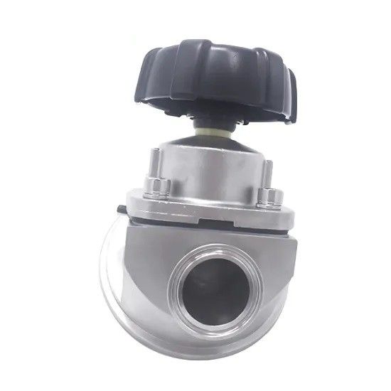 Valve de contrôle de flux sanitaire de diaphragme solides solubles 304 316L faite avec la connexion des syndicats