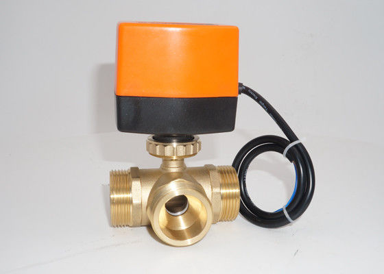 Robinet à tournant sphérique actionné électrique de 3 manières avec connexion masculine ouverte/étroite