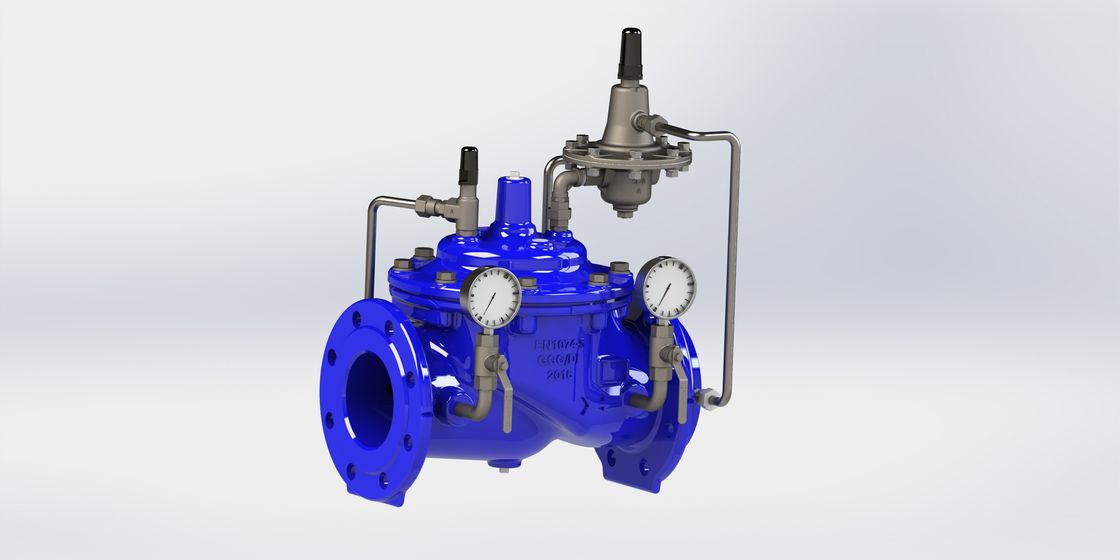 Ligne valve conduite par pression de commande fluide, valve de passage calibré d'écoulement d'eau