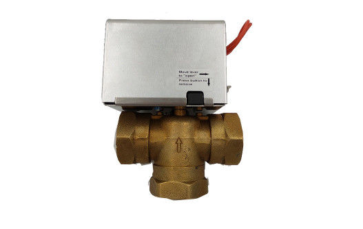 Robinet à tournant sphérique actionné électrique de retour compact de ressort pour des unités de bobine de fan