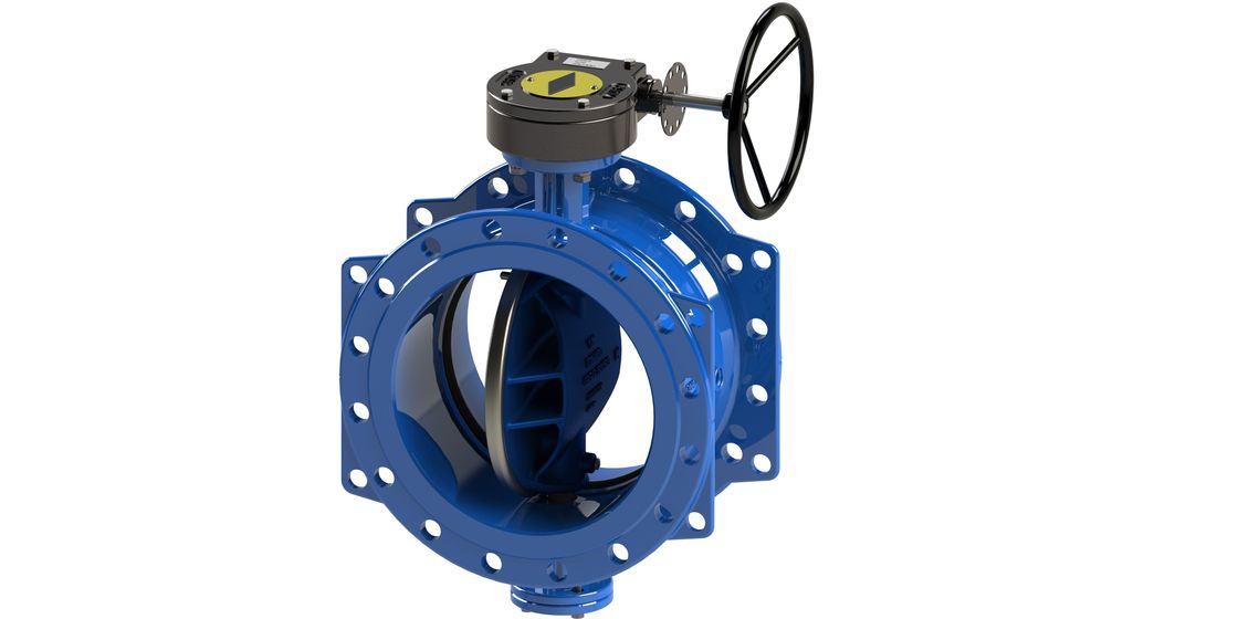 Soupape de commande bleue de l'eau de RAL 5010, double vanne papillon excentrique
